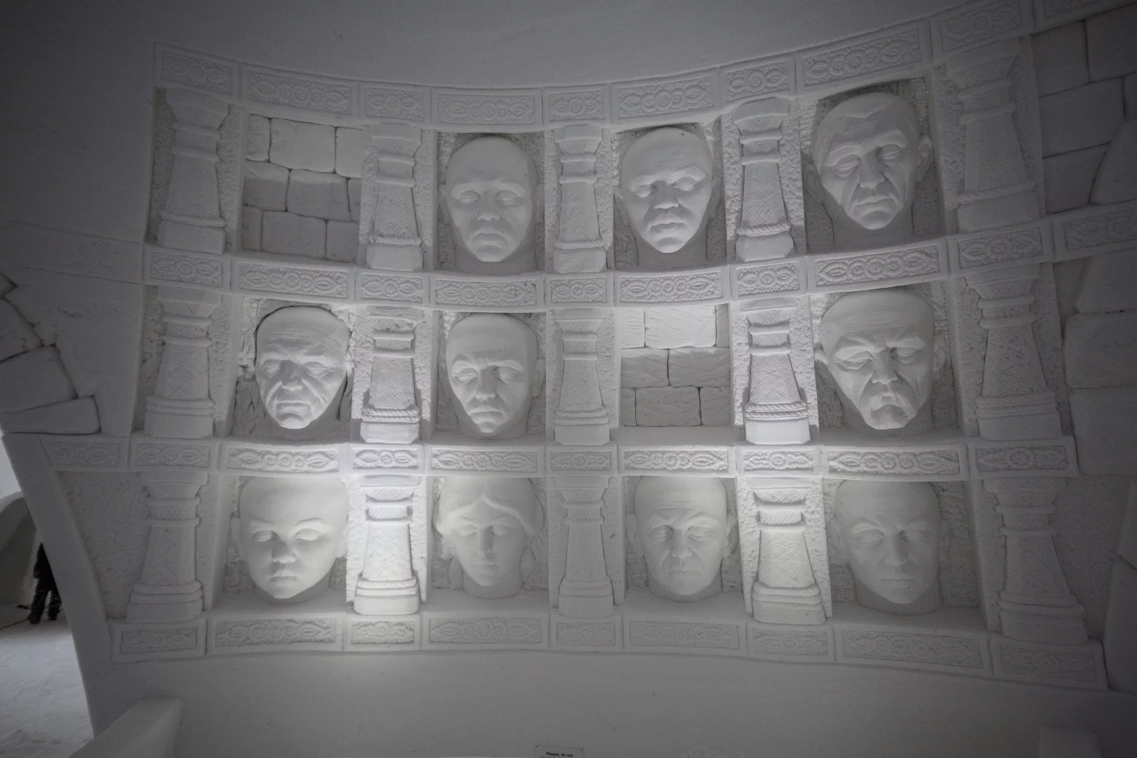 Another shot of the SnowVillage's Hall of Faces sculpture
