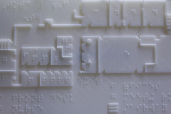 The 3D-printed braille maps provide students with the layout of each of the training center's three floors