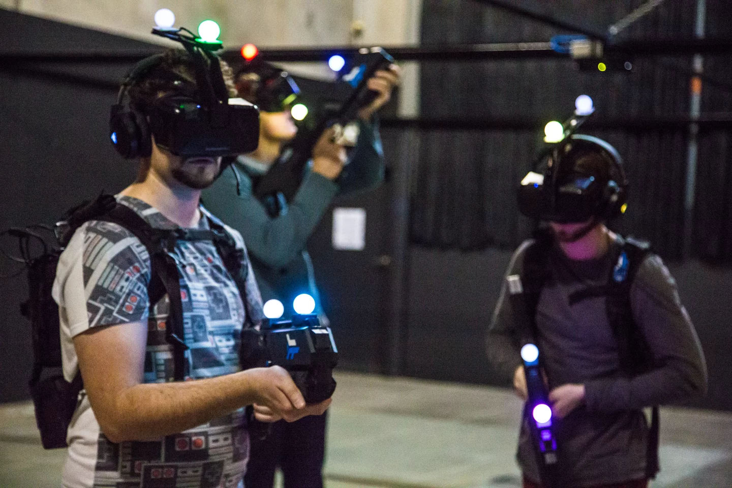 Players can see each other in the game as digital avatars, which helps coordinate movement and prevent real-world collisions