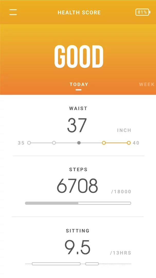 The Welt app presents the data gathered by the belt in an easy-to-understand way