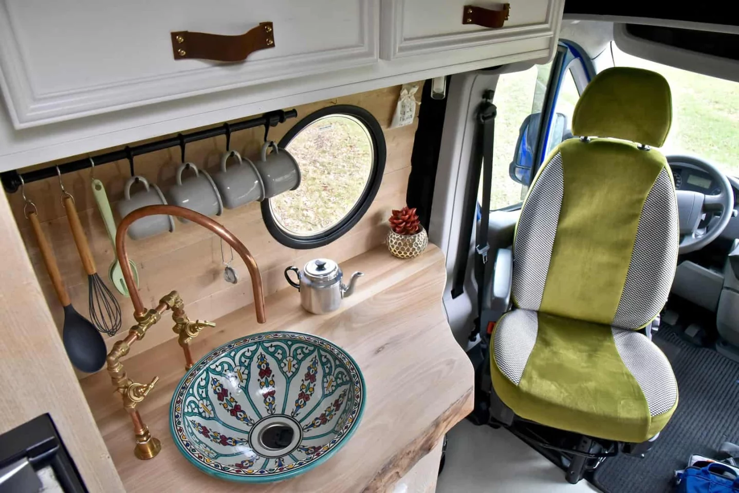 This particular countertop really helps define the conversion as a tiny home-style living space