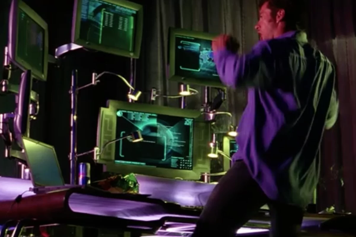 Hugh Jackman dance-hacking (or hack-dancing?) in "Swordfish"