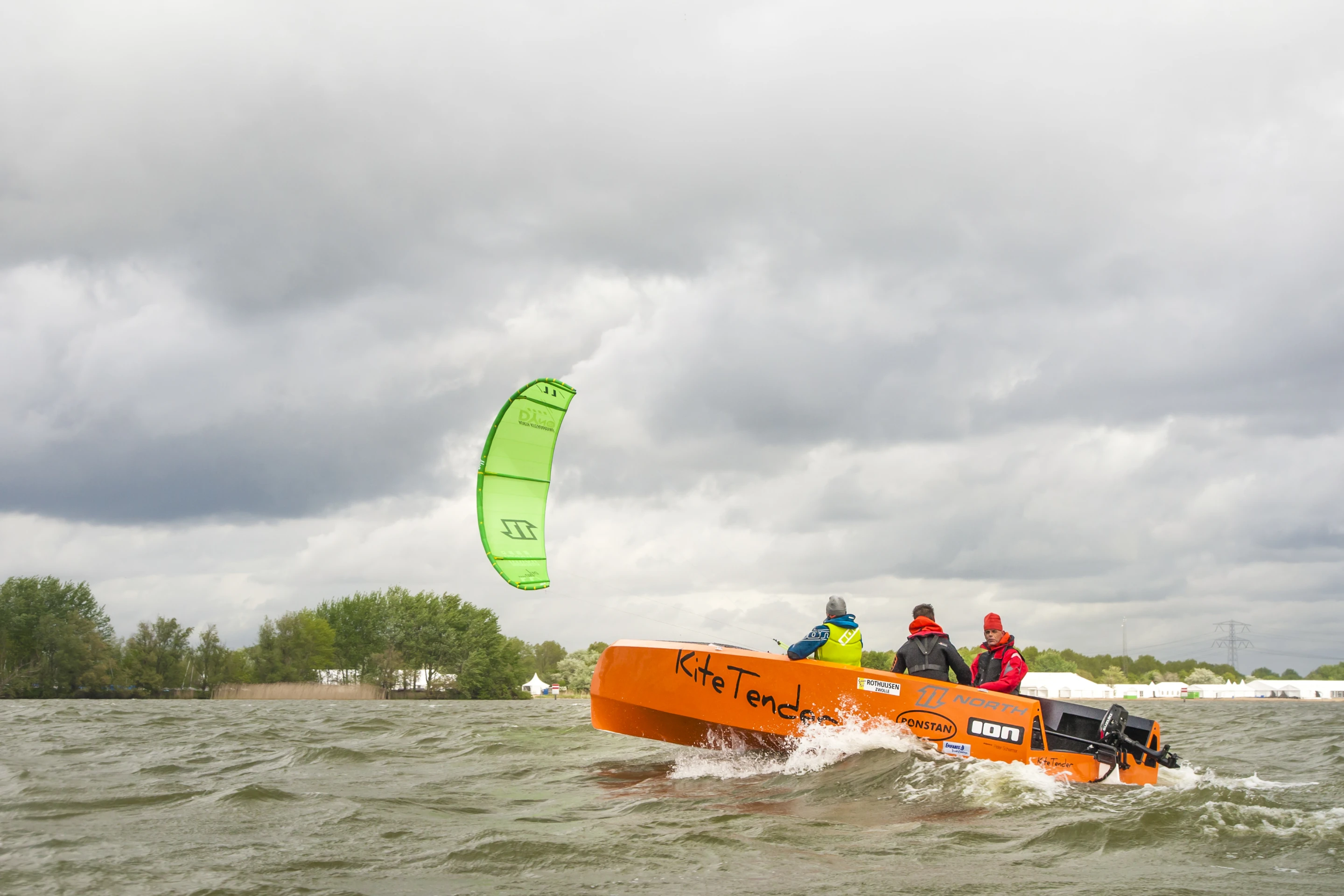 The Kitetender 400 is a one to two person monohull water vessel, featuring a sports kite