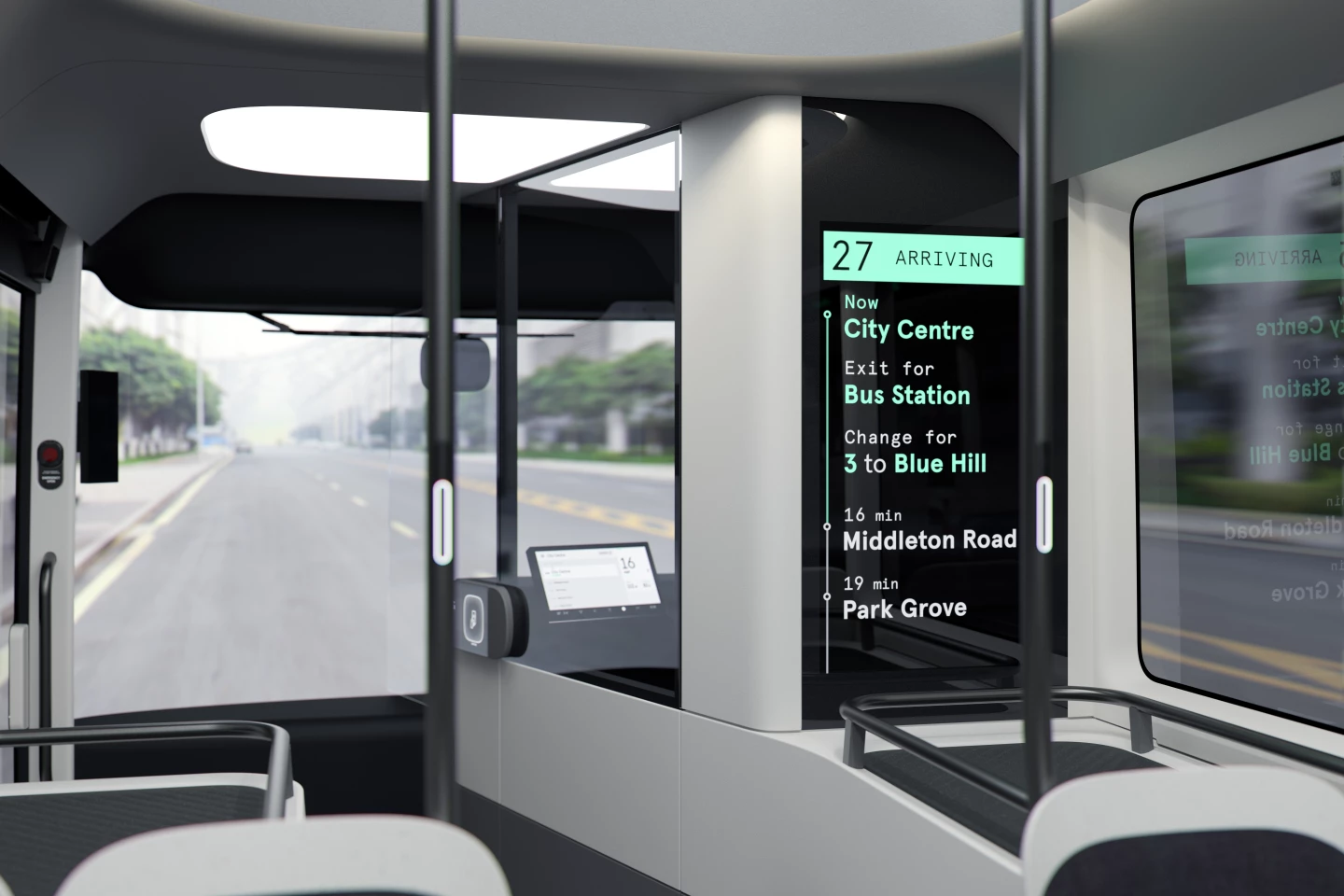 A sleeker, more tech-forward bus design enhances the rider experience