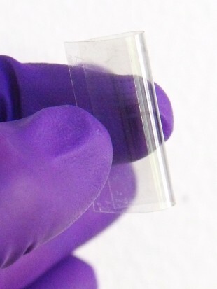 Because they are both transparent and flexible, the chips could allow touchscreens to double as a memory location (Photo: Tour Lab/Rice University)