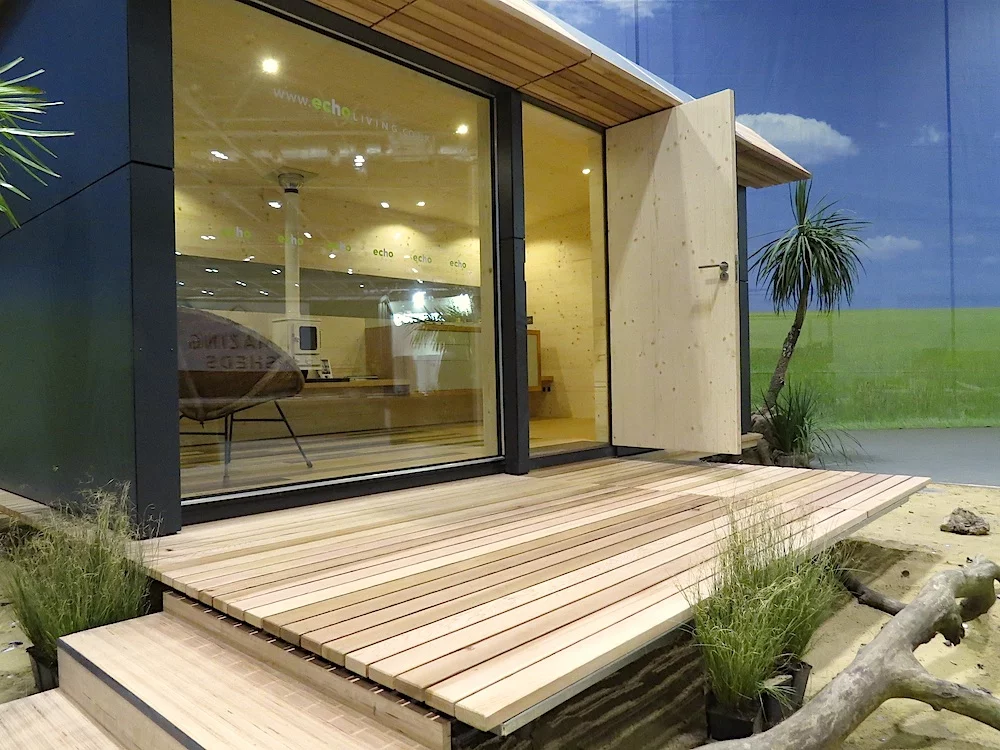 The Wave Eco Cabin has a timber decking area of 5.8 sq m (62.4 sq ft)