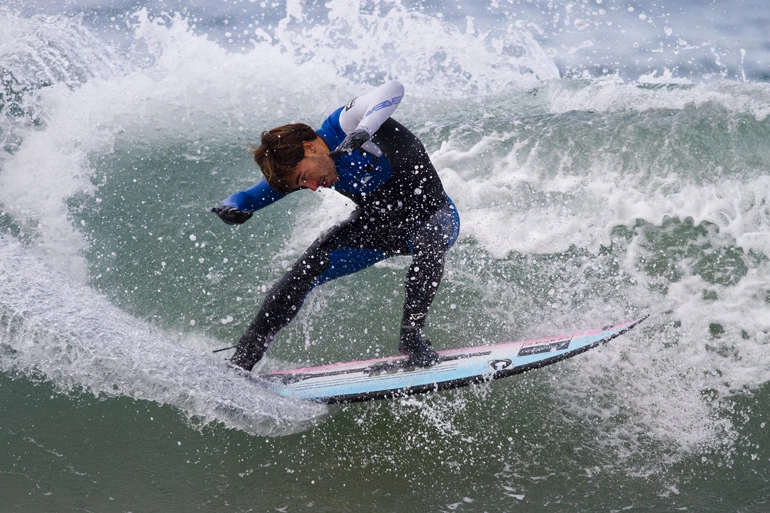 Aritz Aranburu tests out the high-tech surfboard