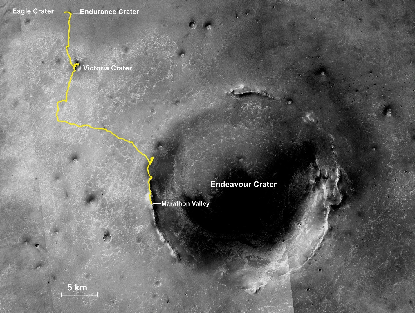 Opportunity path to Endeavour Crater