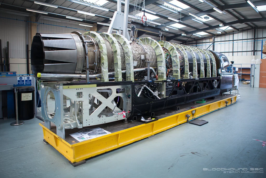 The car was initially fitted with a jet engine for this first run but an additional rocket is being developed to get it going even faster