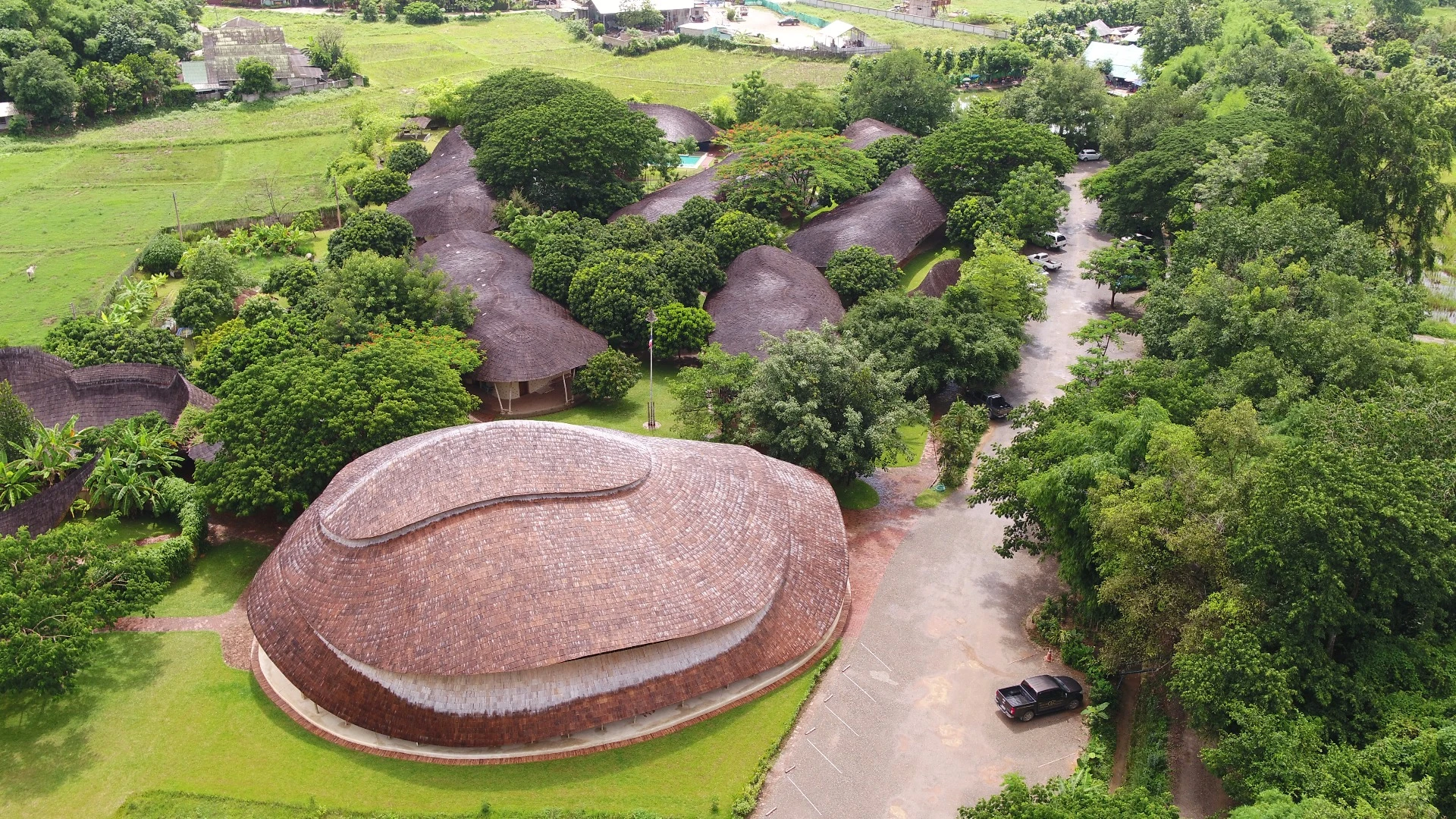 Aerial view of the Bamboo Sports Hall at Panyaden International School