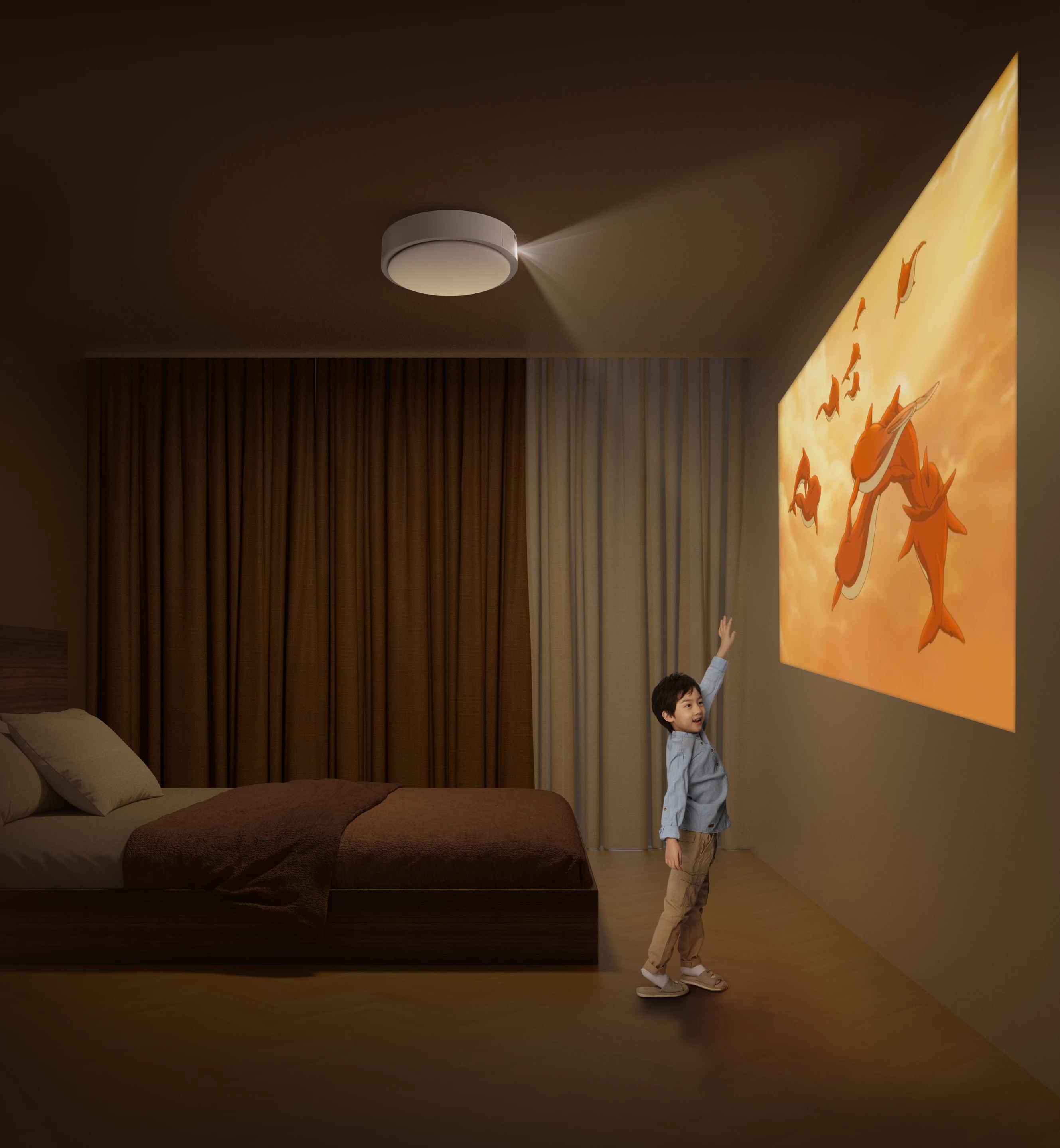 Projection an image into a wall or screen from above reduces the chance of shadows spoiling movie night