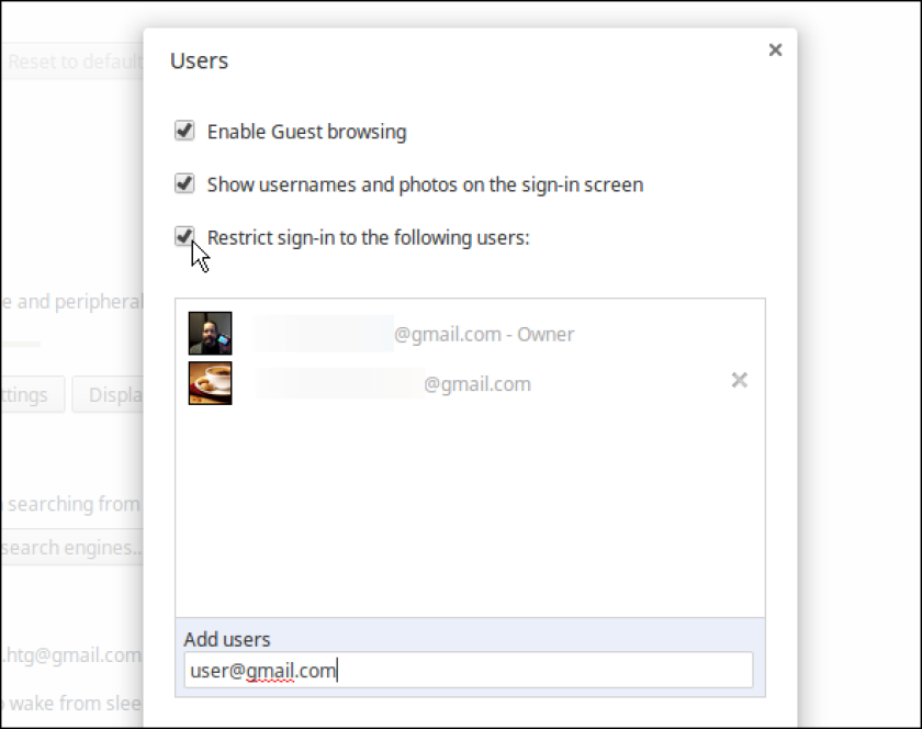 Restrict which users can use your Chromebook