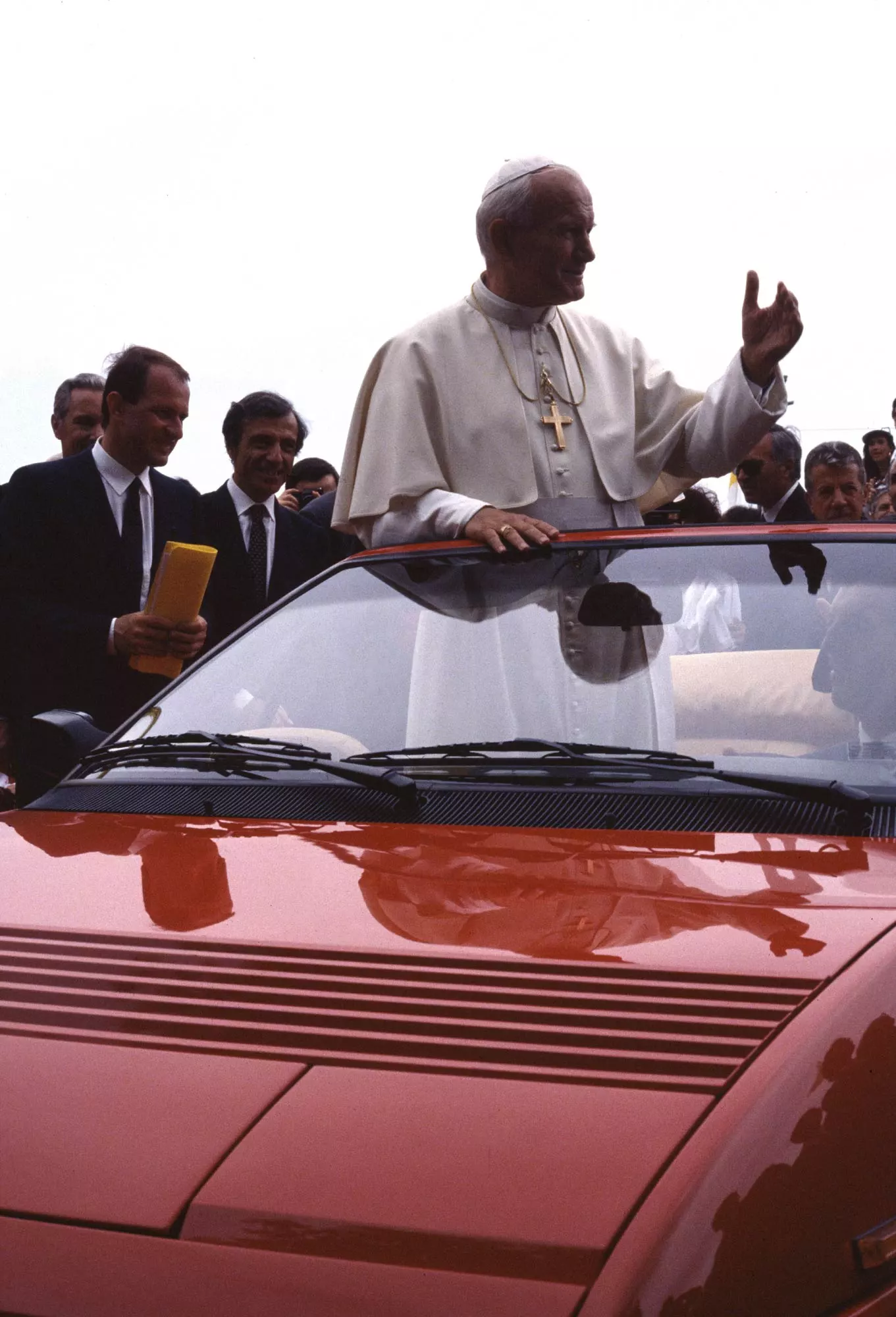 Pope John Paul II had a history with Ferrari, having visited Maranello in 1988 at a time when McLaren was the dominant force in Formula One. Instead of greeting the Ferrari town in his Popemobile, the Pontiff asked to do it in a Ferrari, and he embraced much of the company's history during the visit.
