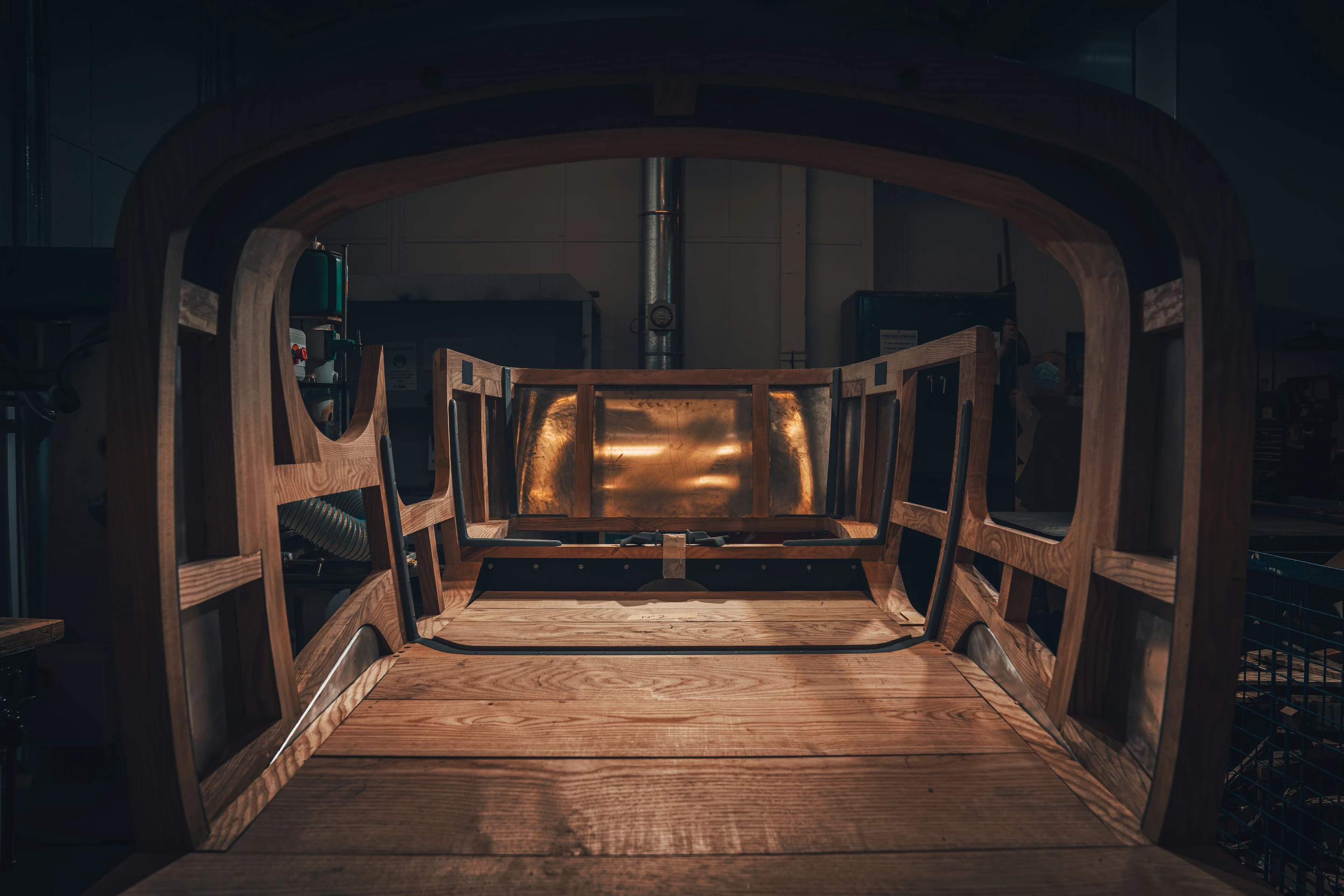 "In the bespoke Mulliner Trim Shop in Crewe, a new ash frame created by Lomax Coachbuilders is going through the final stages of carpentry by Mulliner’s team of experts, before hand-trimming starts through Mulliner’s master craftsmen."