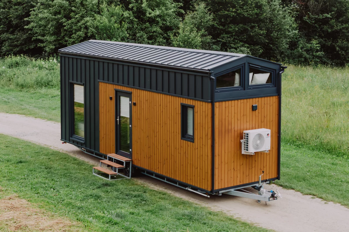 The Alan, by Craft House, is a mid-sized two-bedroom tiny house with a clever space-saving layout