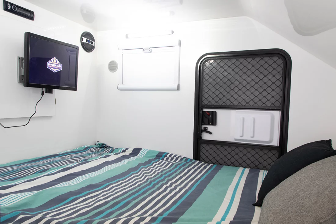 With its inset cabinet and lack of shelving, the Sheoak interior is very simple and open