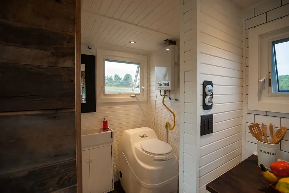 The Greenmoxie's bathroom includes a composting toilet