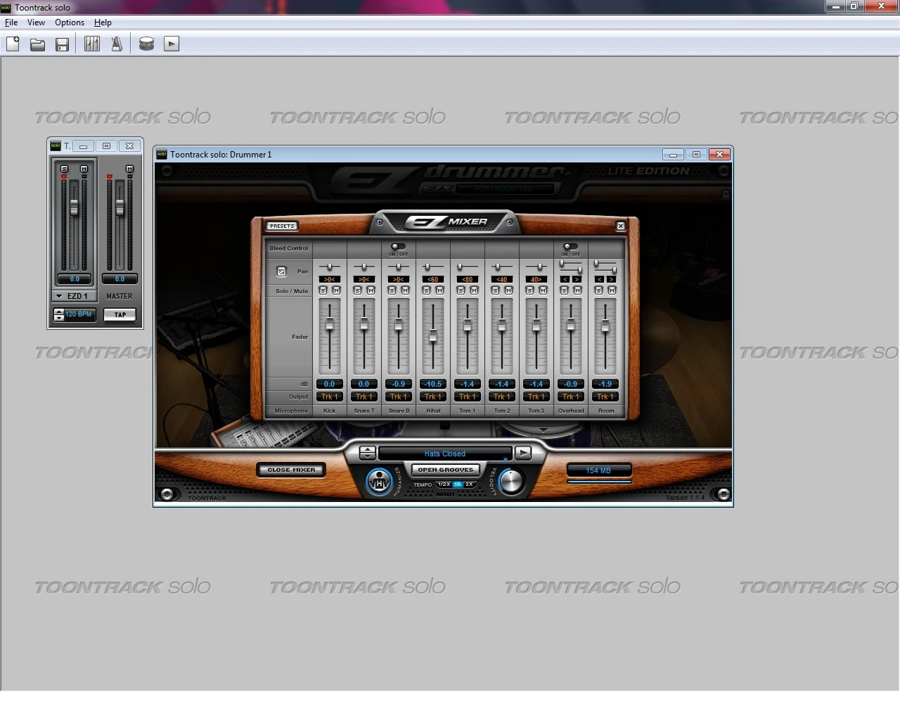 An inbuilt mixer allows users to set each instrument's output level
