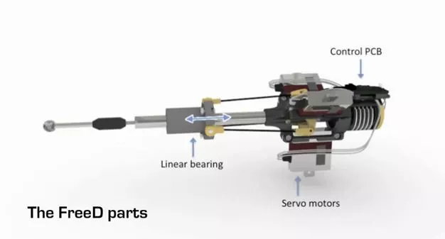 An on-board computer communicates with the main system and takes control of the device when needed