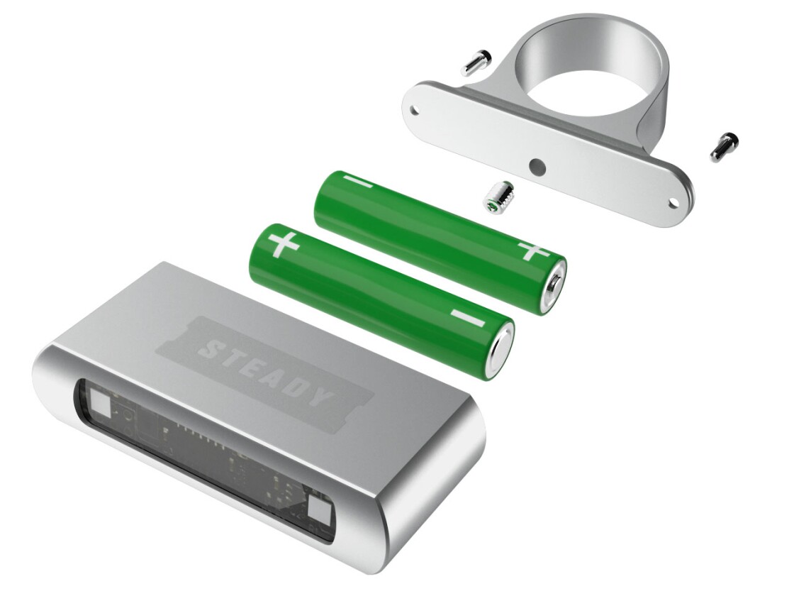 The Blink/Steady Bike Light runs on two AAA batteries