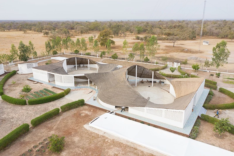 The figure-eight roof-line of Thread: Artists’ Residence and Cultural Center