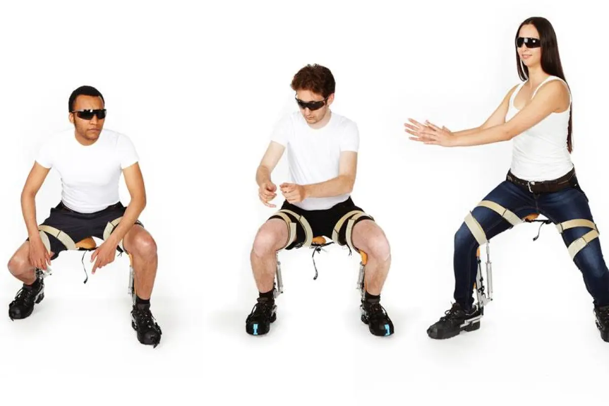 noonee's senior partners model the Chairless Chair