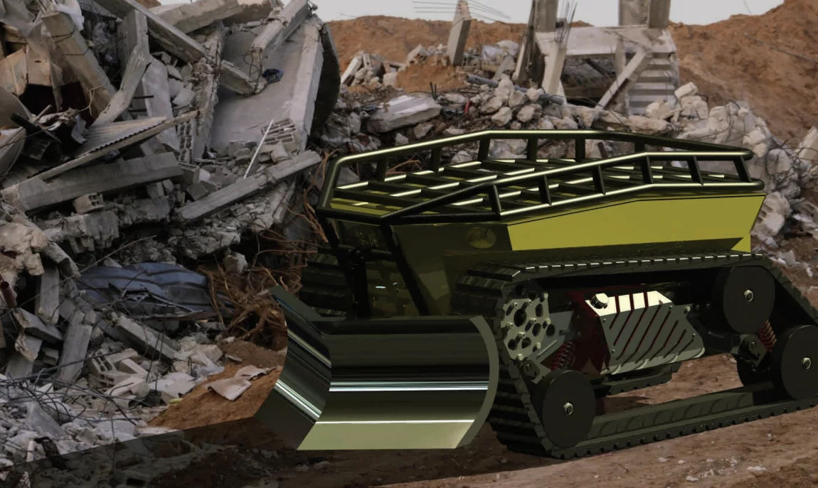 M1 Terramax robot with RS1 Base and bulldozer blade