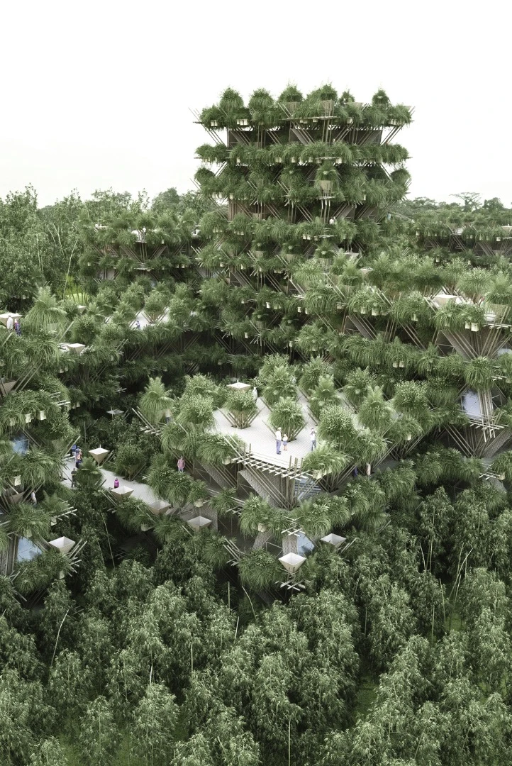 Architectural render imagining what a future development based on the Rising Canes system could look like