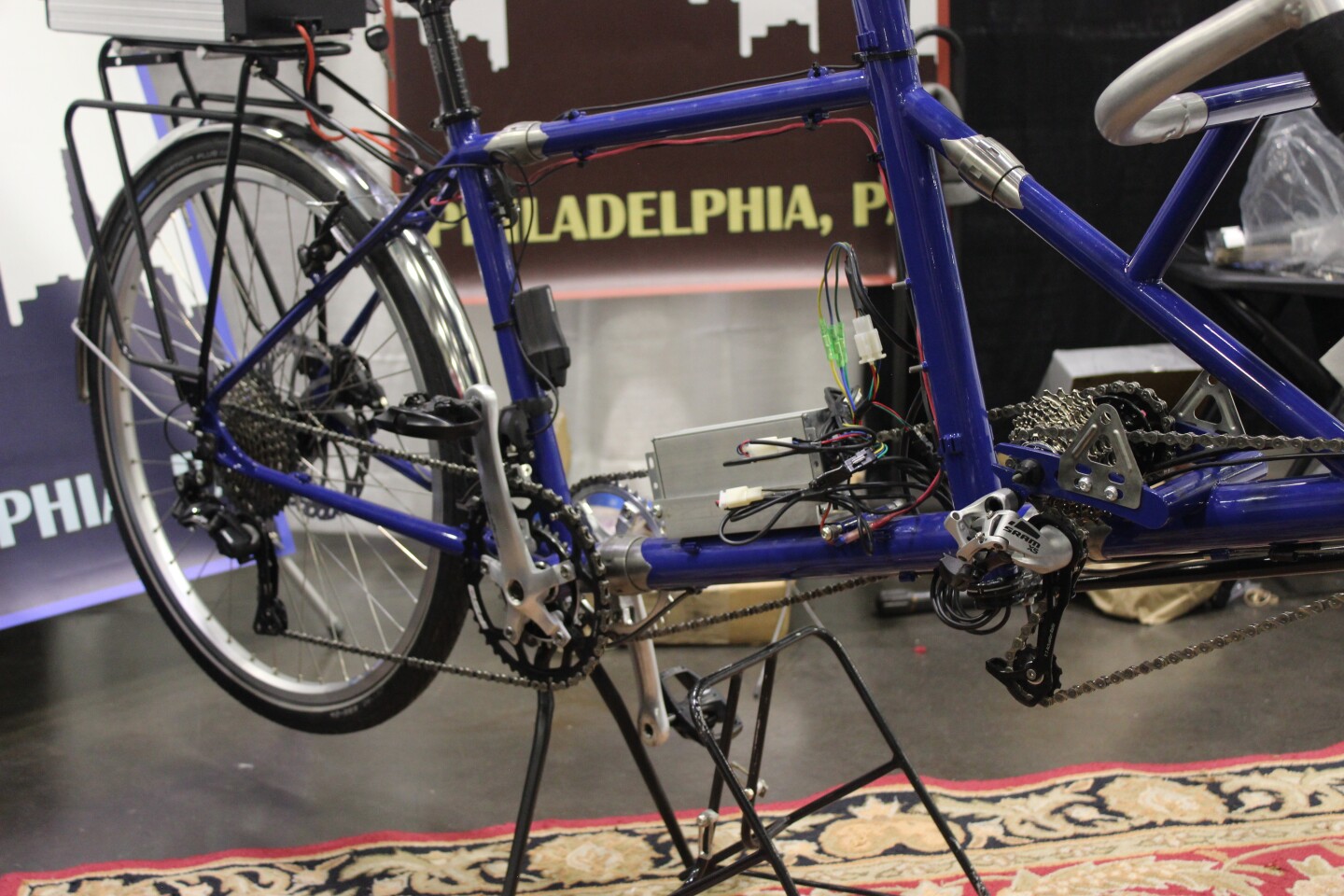 Semirecumbent electric tandem comes apart and packs up