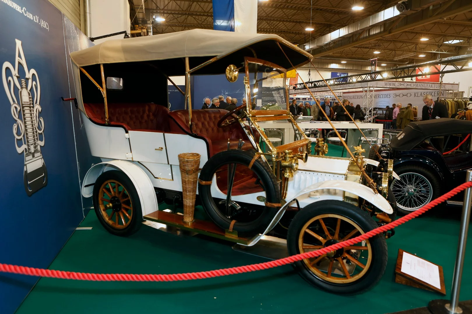 Displayed on the stand of the historic Allgemeiner Schnauferl Club (ASC) was this 1909 De Dion-Bouton Open Tourer. Though the car is historically significant, the club is even more so, having been founded in Nuremberg in 1900. The ASC is co-founder and member of the vintage World Association Fédération Internationale des Véhicules Anciens (FIVA).
