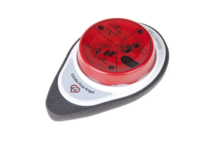 The Cardio First Angel is a simple mechanical device designed to help users provide treatment to heart attach victims until professionals arrive