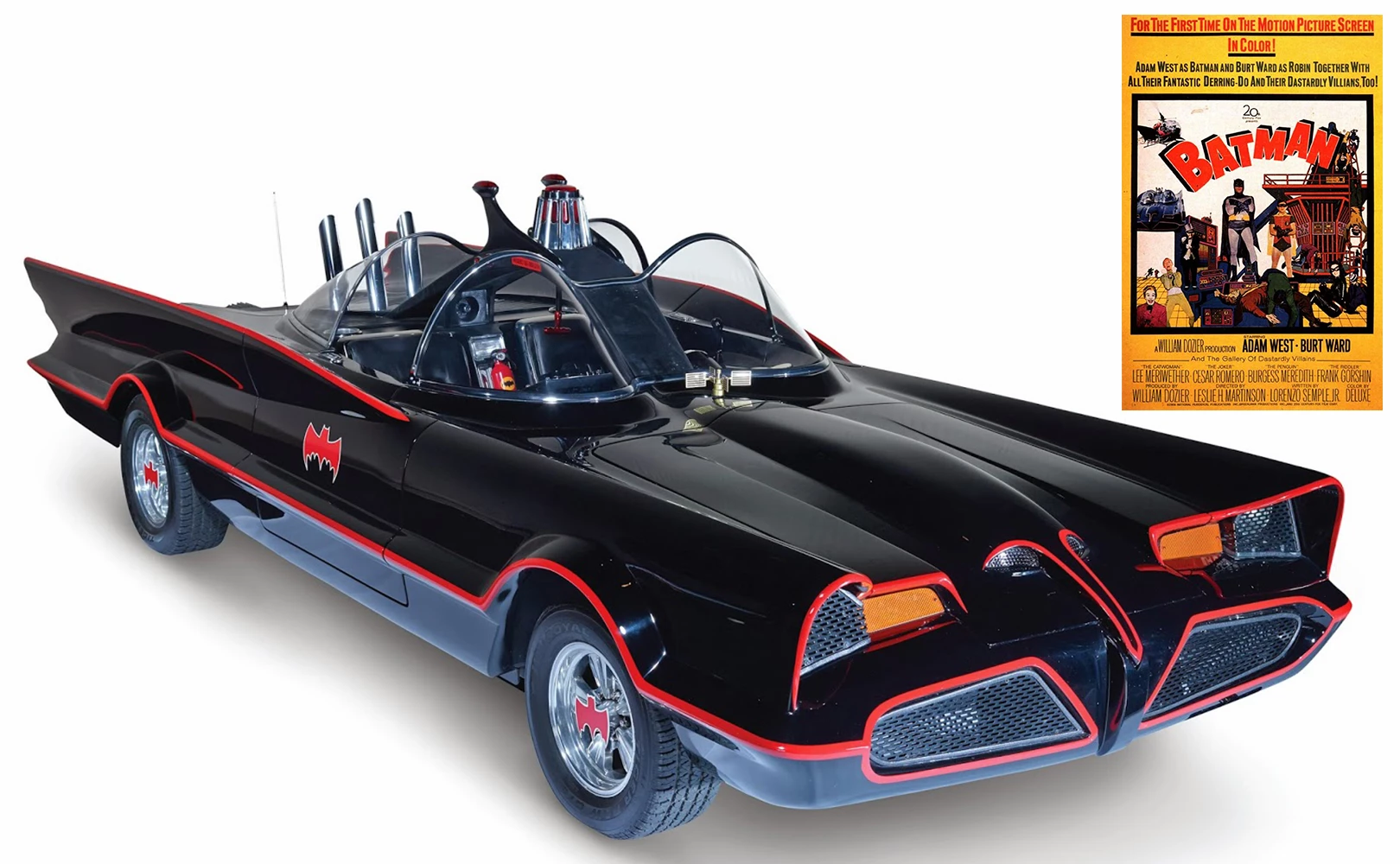 The Batmobile appeared not just in the Batman movie (1966) but in the television series which repopularized the superhero. It sold for $4,620,000 at a Barrett-Jackson auction