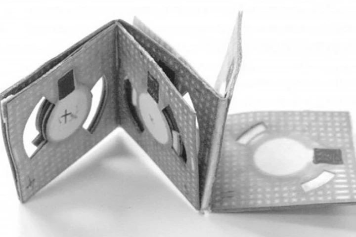 A folded paper battery powered by bacteria