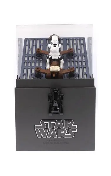 The included display case features lights and sounds, and will make the vehicle look as good on the shelf as it does in the air