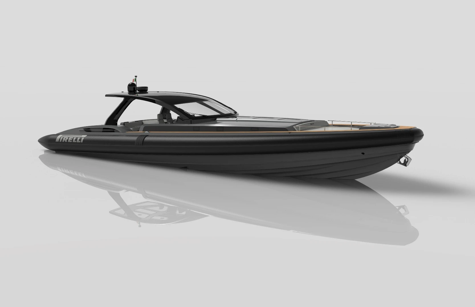 The hull of the Pirelli 1900 is more than 60 feet long