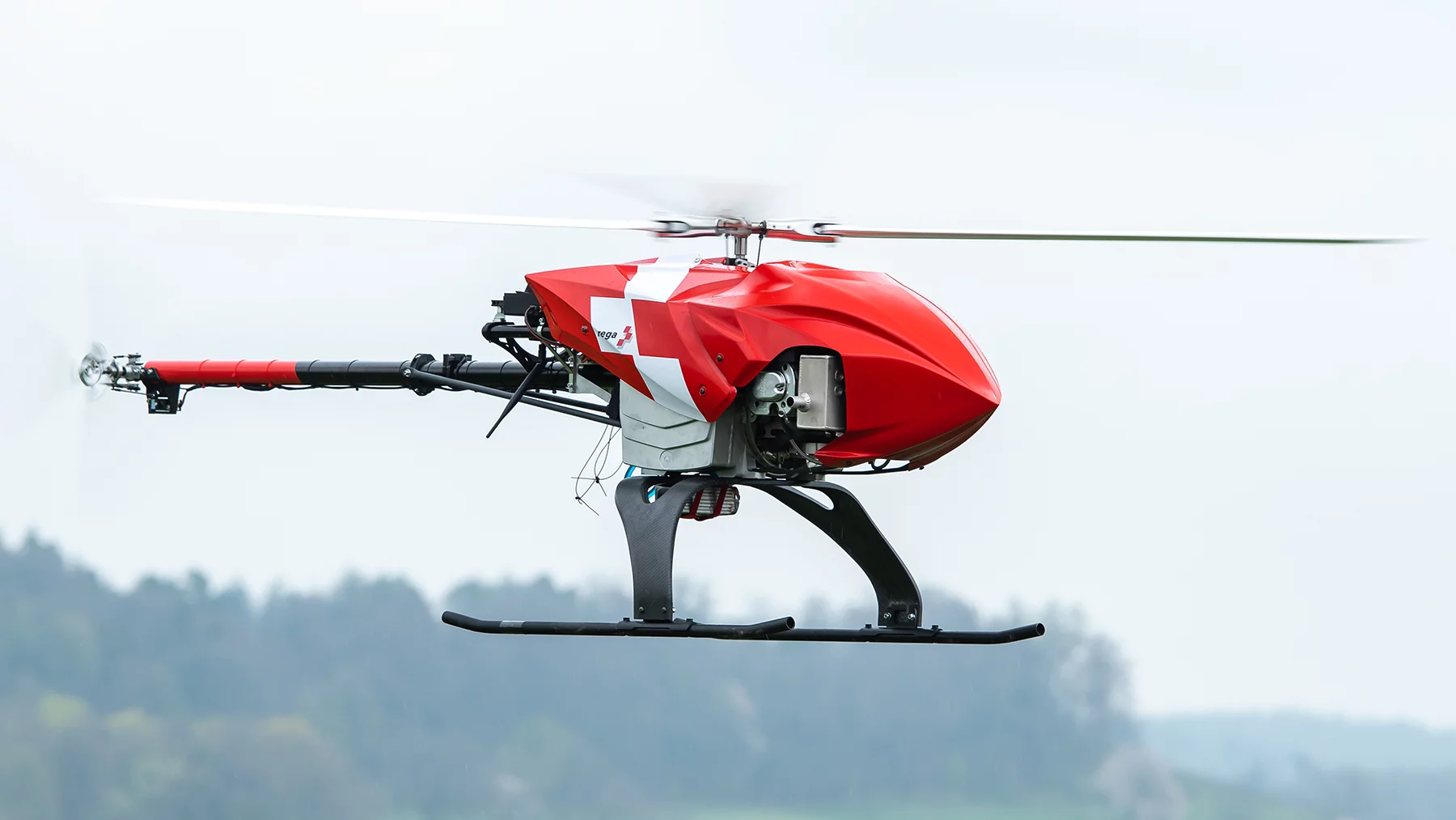 The Rega drone can spot signs of missing people and alert rescue teams on the ground