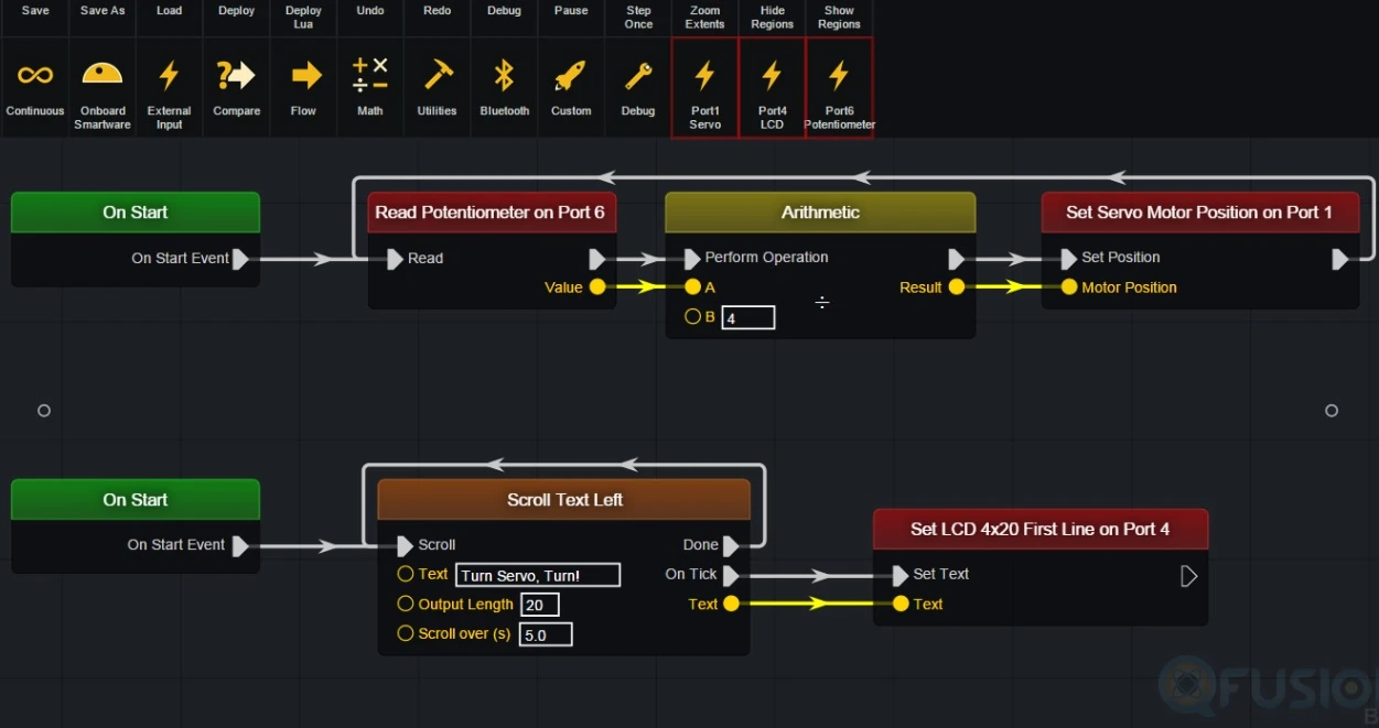 Hooking various modules together is simple with the Cubit Workshop software