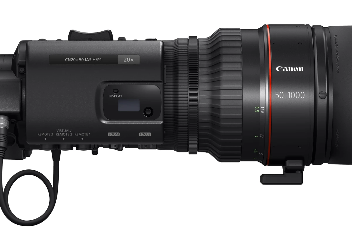 The Canon CN20x50 cine-servo lens is an ultra-telephoto zoom