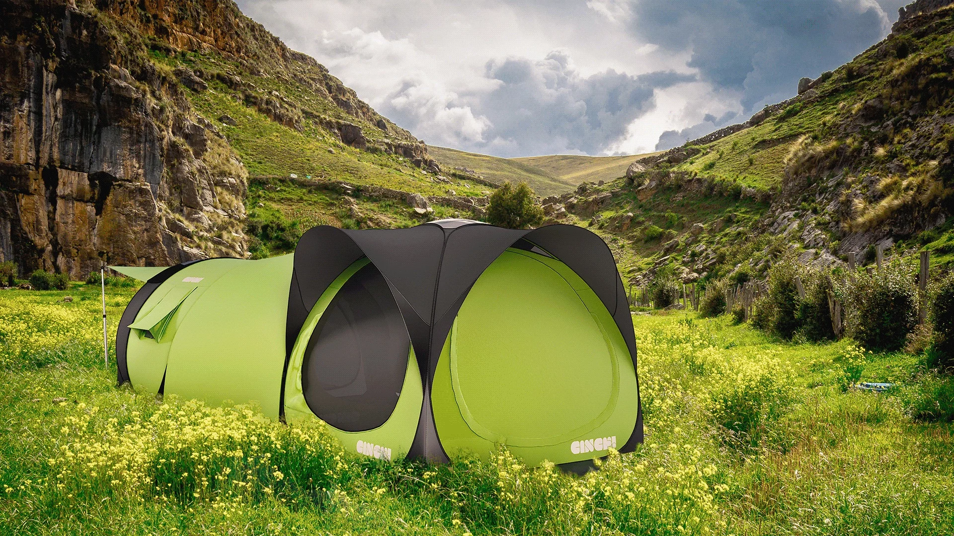 The 2018 Cinch pop-up tents, including the Cinch Hub, are now seeking funding on Indiegogo