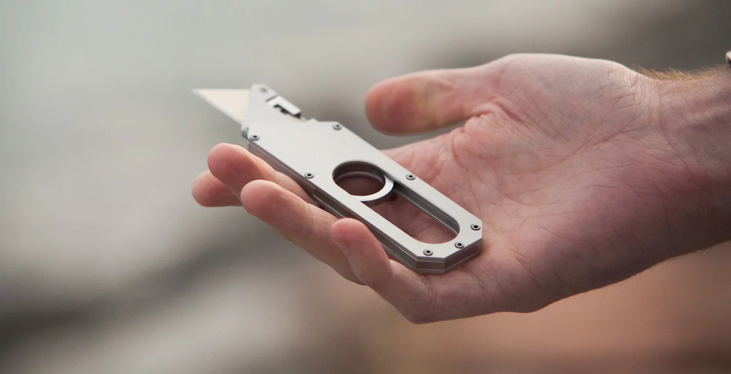 The Maker Knife is crafted from corrosion-resistant stainless steel and aluminium