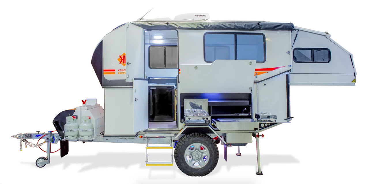 Upon arrival, the Kimberley Karavan grows into a full-height living space, keeping its hard walls intact