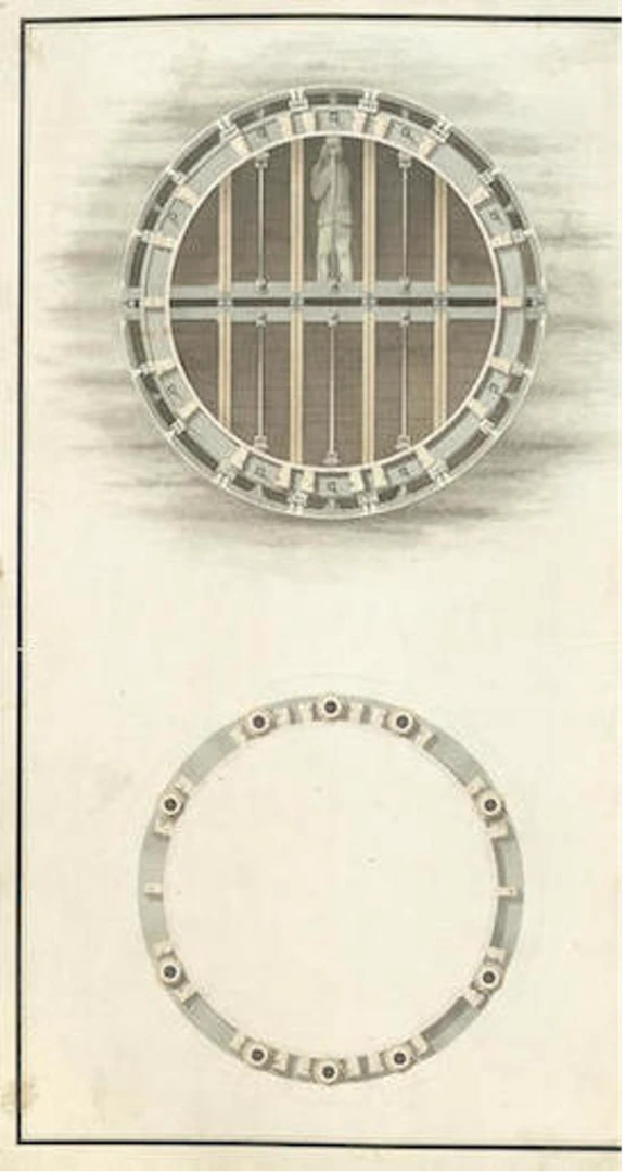 Section of one of the iron frames comprising the shield