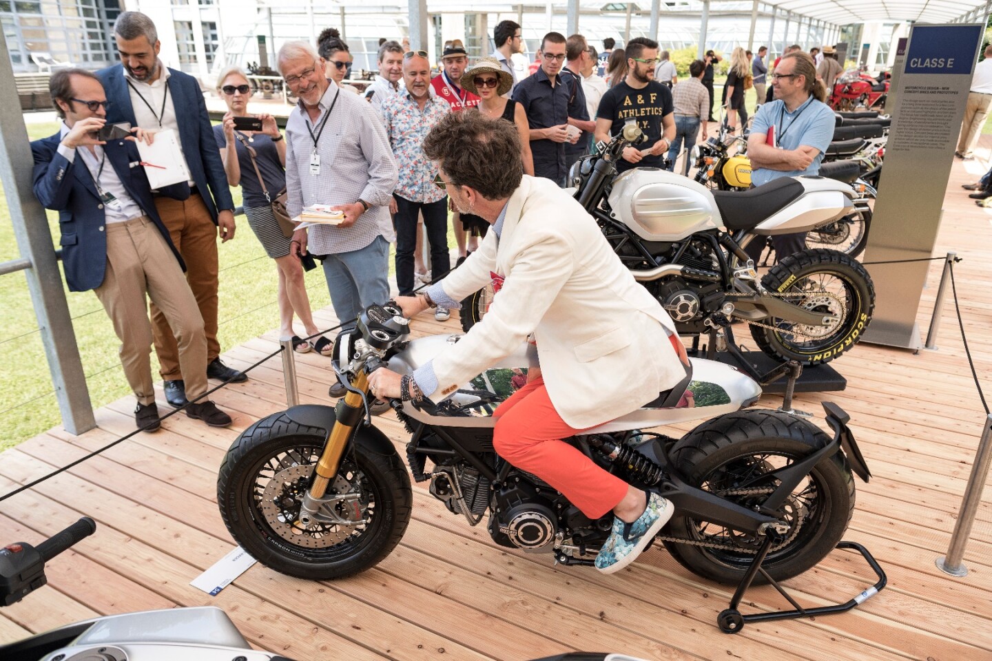 The winner of the public vote for the best in show motorcycle at Villa d'Este was this Ducati Café Racer created by Ducati's own Centro Stile design studio. There's not a lot of information about the bike, though it is clearly a derivative of the 800cc Scrambler wearing an aluminum monocoque seat-tank unit with some exquisite finishing work that contrasts between highly polished and a satin finish. It speaks volumes for the prestige of the Villa d'Este Concorso di Motociclette that Ducati should enter two concept bikes that have never been previously seen.