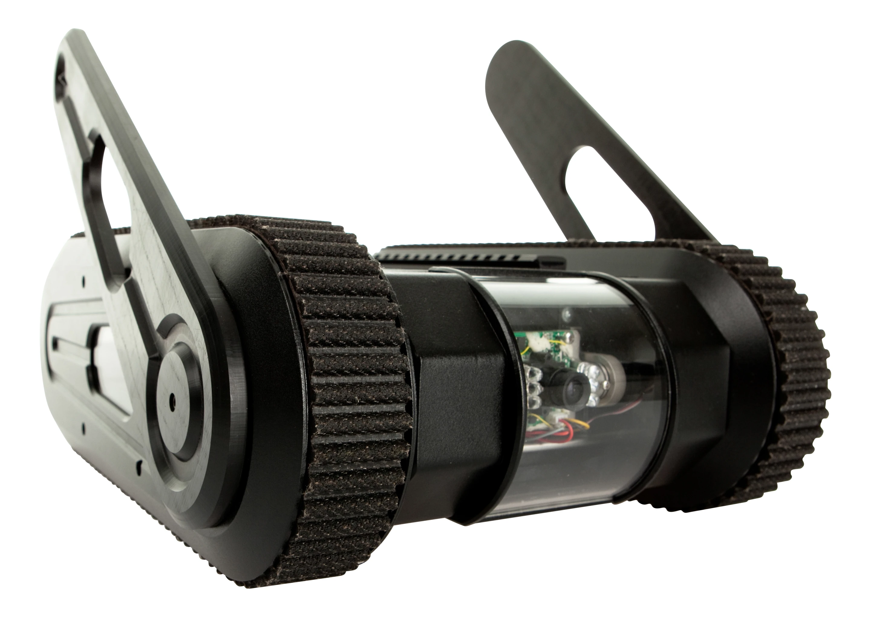 The SCORP Micro Unmanned Ground Vehicle (MUGV) has a camera on each side