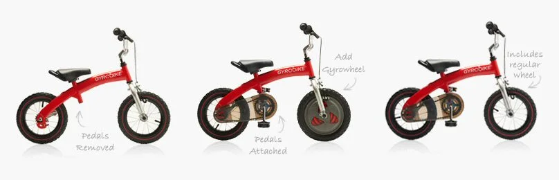 The Gyrobike offers a helping hand through three critical stages in the learning process