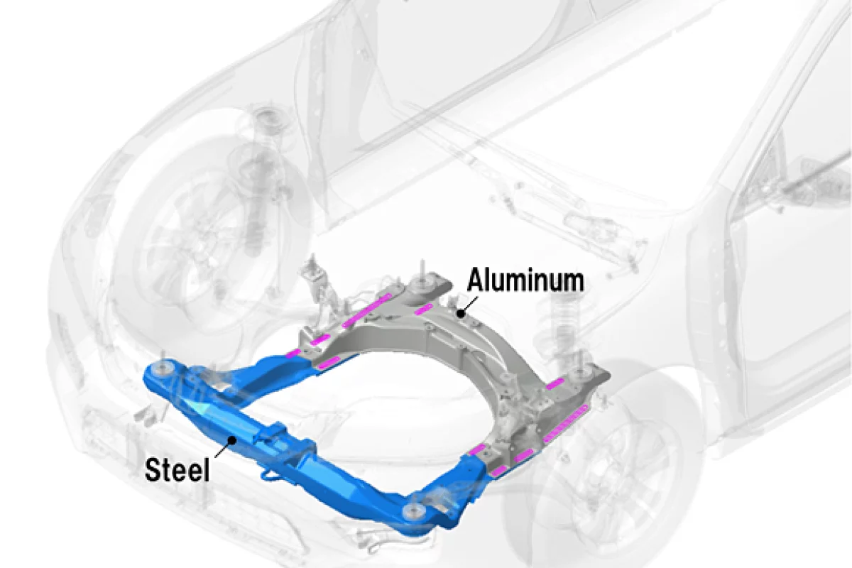 A diagram of an Accord subframe made using the new welding process