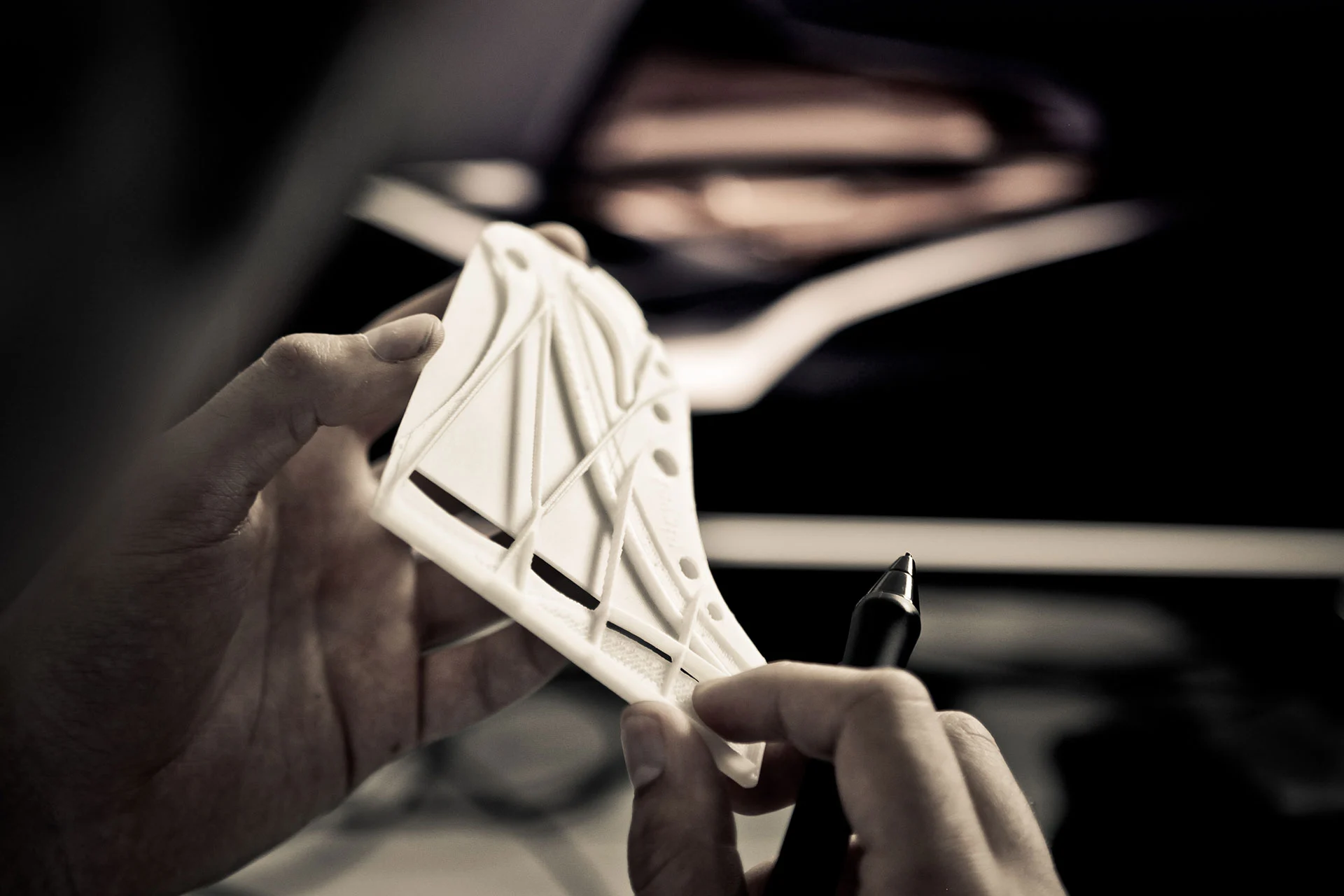 The futuristic baby grand started small in the design process