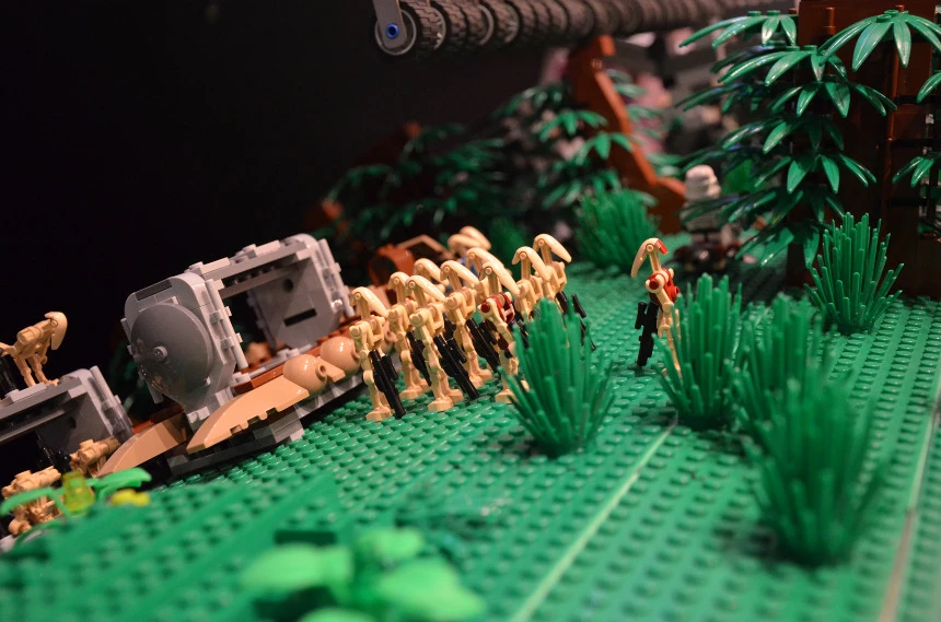 The lush forests of Endor appear on the Star Wars barrel organ