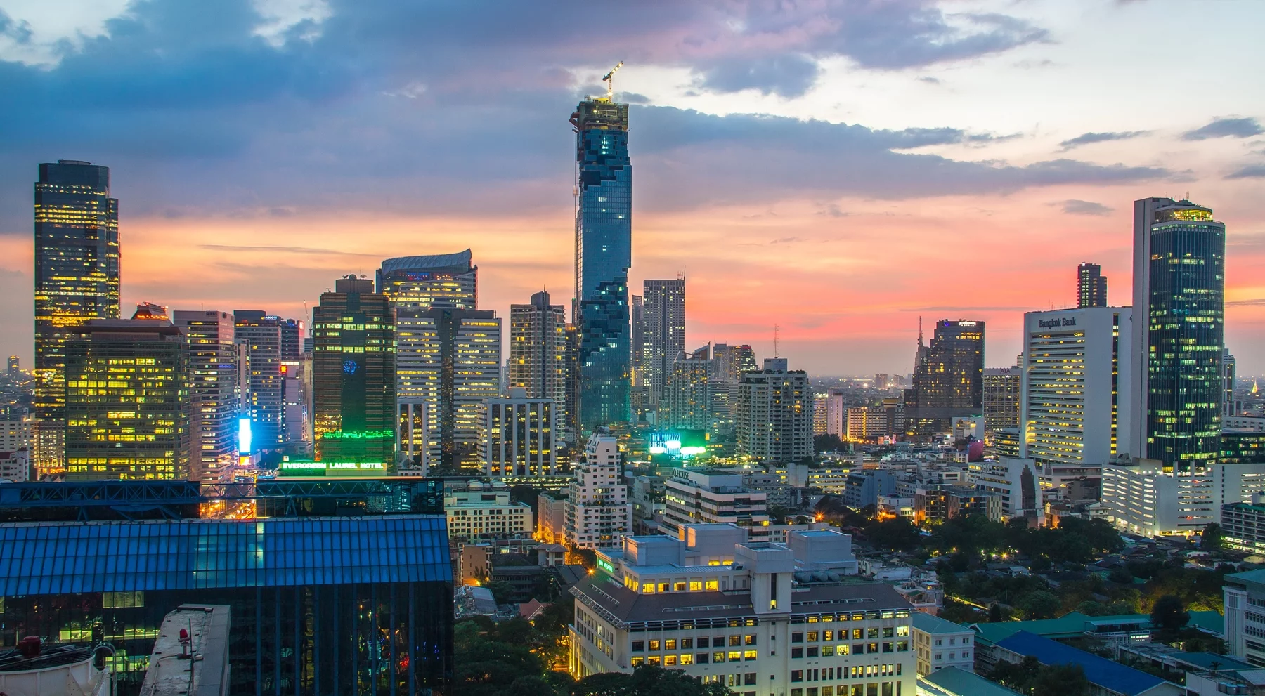 The MahaNakhon's spiralling ribbon gives the sense that the building's skin has been pulled away