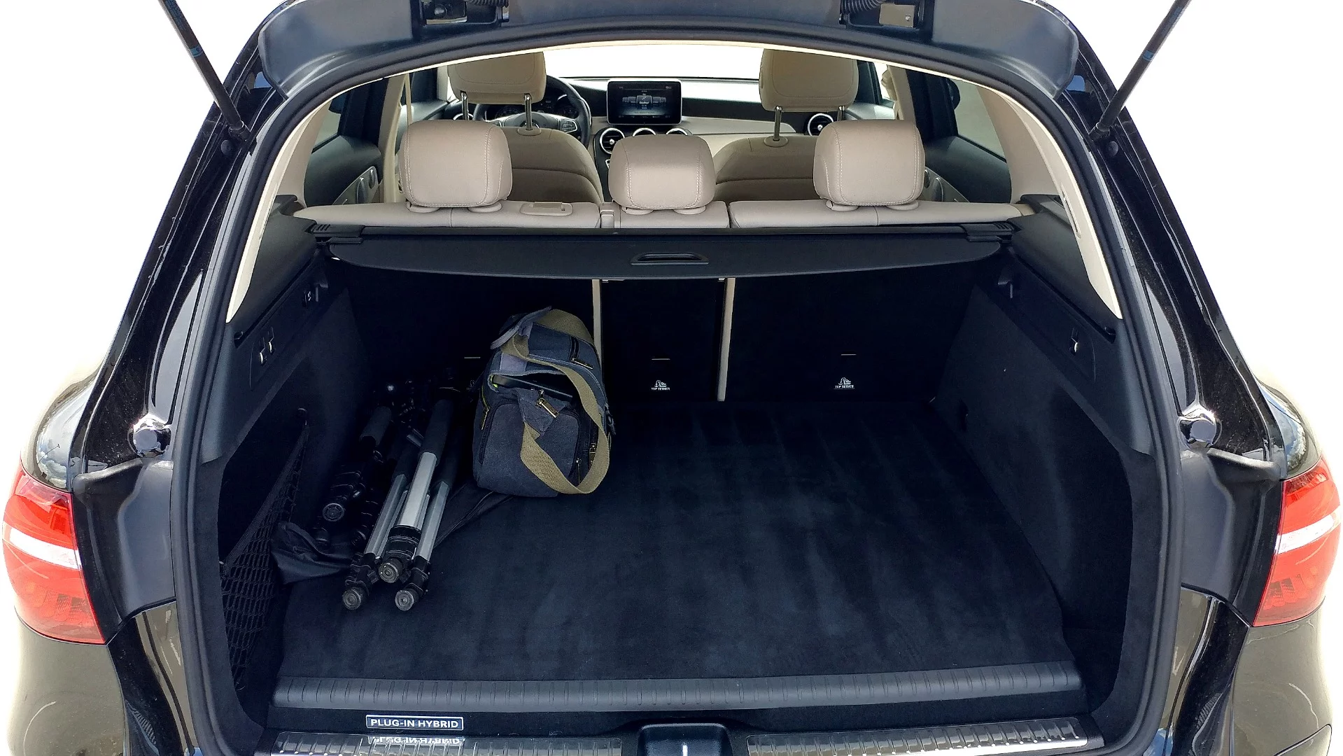 Cargo space in the GLC 350e is good-sized and useful, though we note that the batteries for this plug-in do raise the load floor more than seems necessary
